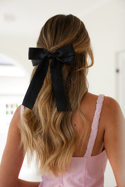 Dainty Bow Hair Clip Black