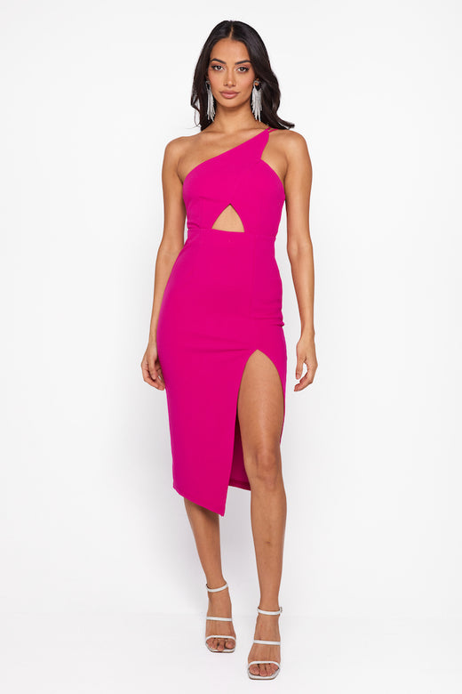 HELLO MOLLY The World Is Yours Midi Dress Hot Pink