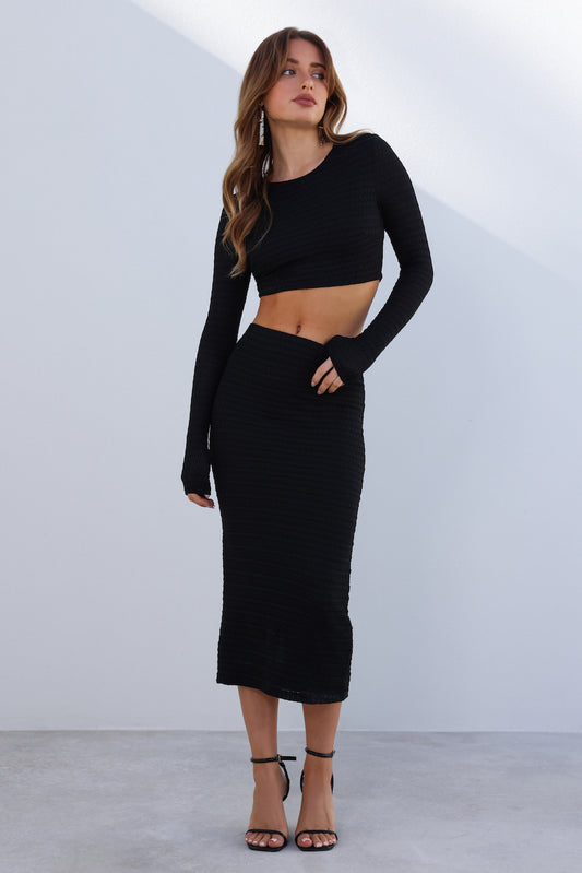 Island At Dusk Midi Skirt Black