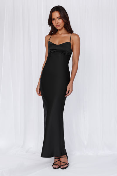 HELLO MOLLY The Samara Satin Maxi Dress Black