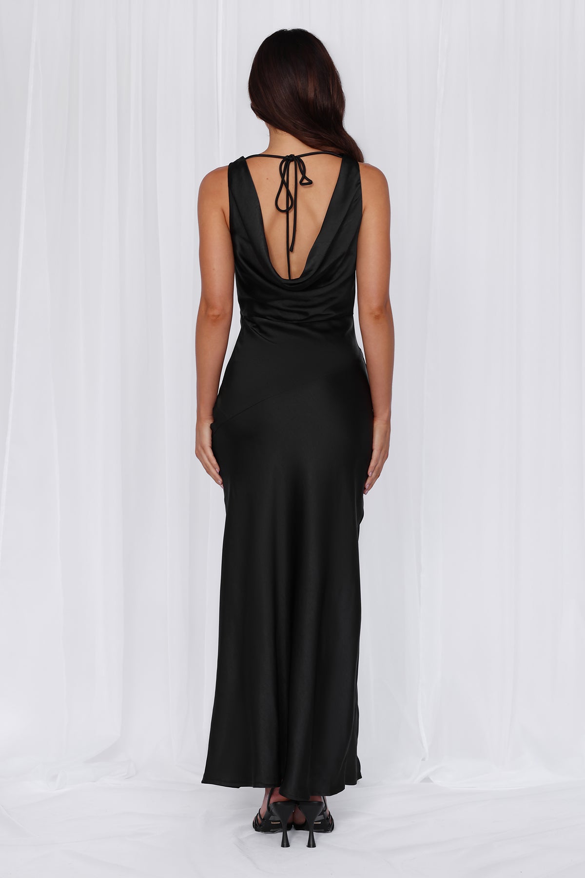 HELLO MOLLY The Loretta Cowl Satin Maxi Dress Black