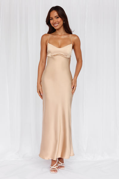 The Samara Satin Maxi Dress Champagne