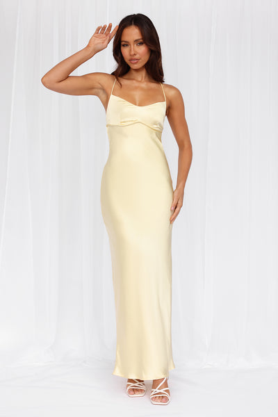 HELLO MOLLY The Samara Satin Maxi Dress Yellow