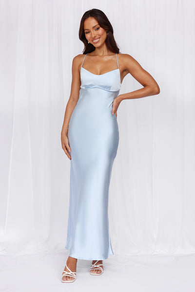 The Samara Satin Maxi Dress Blue