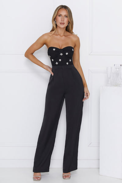 Shimmer Luxe Strapless Jumpsuit Black