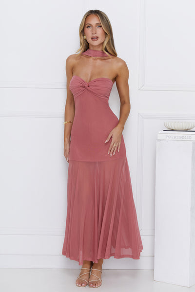 East Coast Edge Mesh Maxi Dress Plum