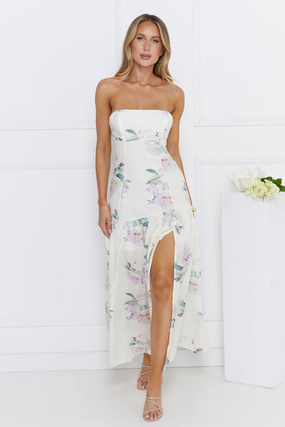 Sunset Whispers Strapless Maxi Dress Cream