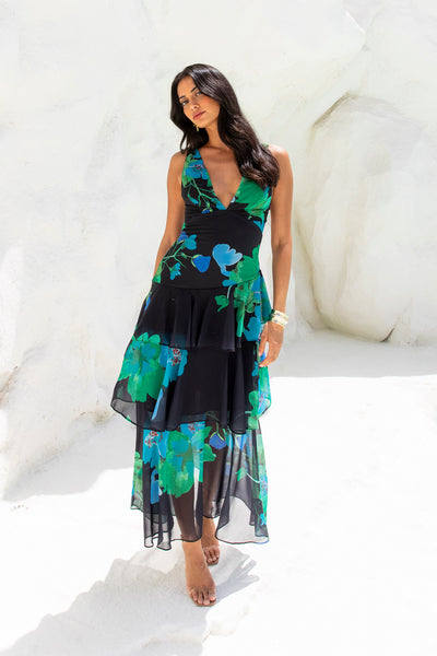 Rosewater Reverie Maxi Dress Black