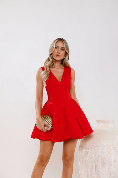 Charming Girl Mini Dress  Red