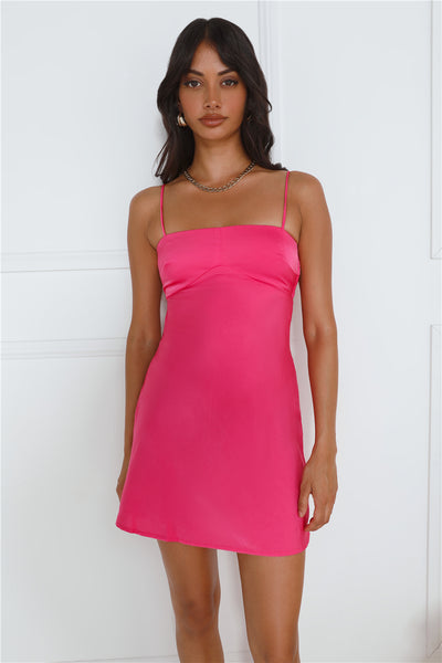 Into The Bloom Satin Mini Dress Pink