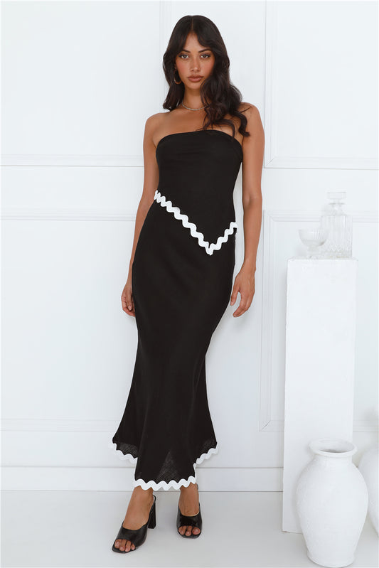 Touch Of Sass Strapless Crop Top Black