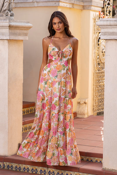 Beachfront Proposal Halter Maxi Dress Orange