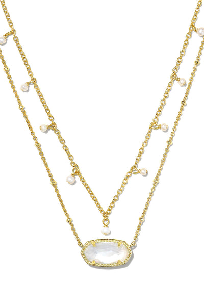 Elisa Gold Pearl Multi Strand Necklace Ivory Mother Of Pearl