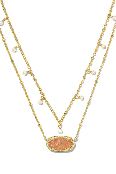 Elisa Gold Pearl Multi Strand Necklace Gold Sand