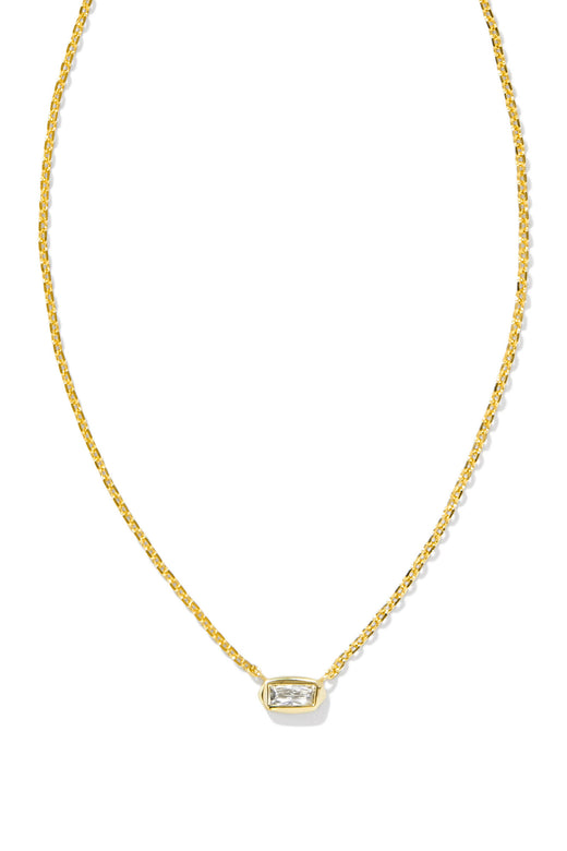 Fern Crystal Short Pendant Necklace Gold White Crystal