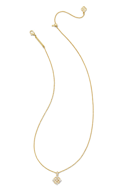 Dira Crystal Short Pendant Necklace Gold White Crystal