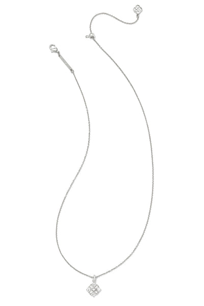 Dira Silver Crystal Short Pendant Necklace Silver White Crystal