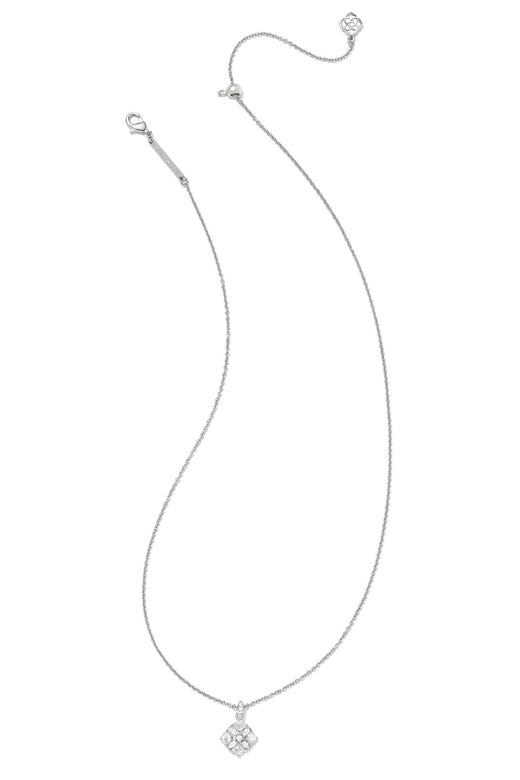Dira Silver Crystal Short Pendant Necklace Silver White Crystal