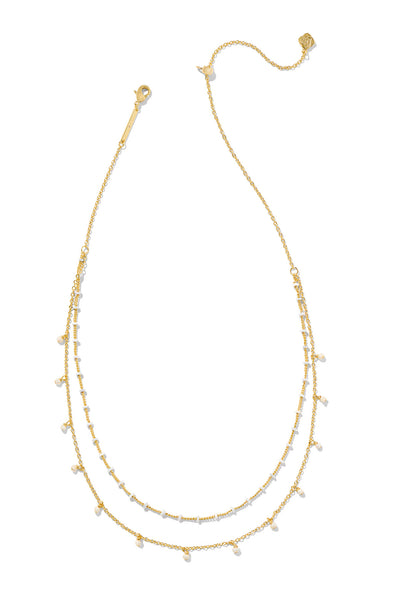 Eve Multi Strand Necklace White Mix Gold