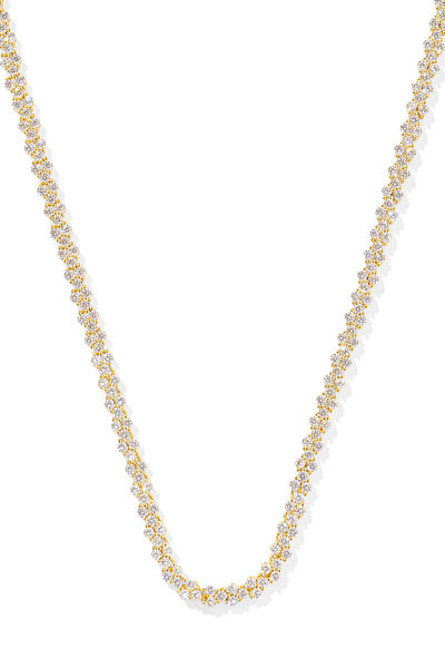 Emery Gold Tennis Necklace White Crystal