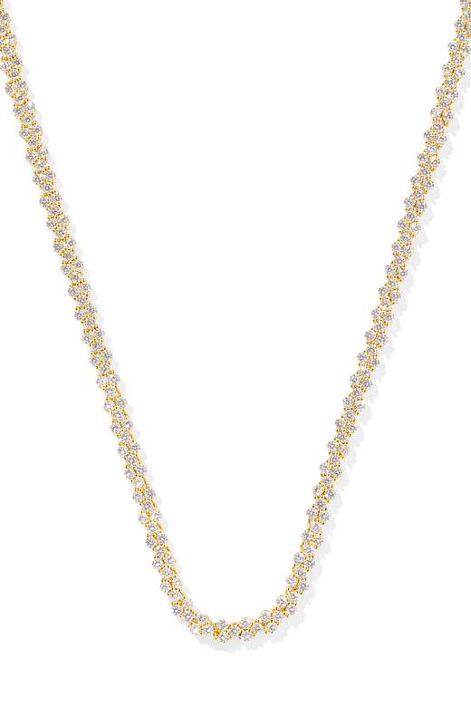 Emery Gold Tennis Necklace White Crystal