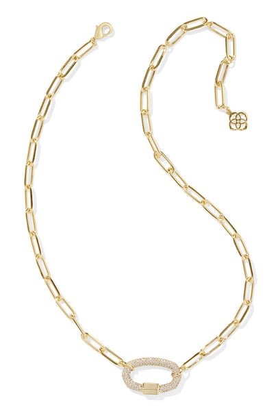 Emery Gold Link And Chain Necklace White Crystal