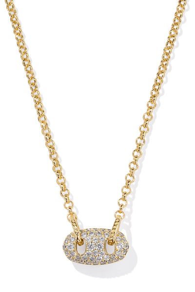 Bailey Gold Pave Short Pendant Necklace White Crystal