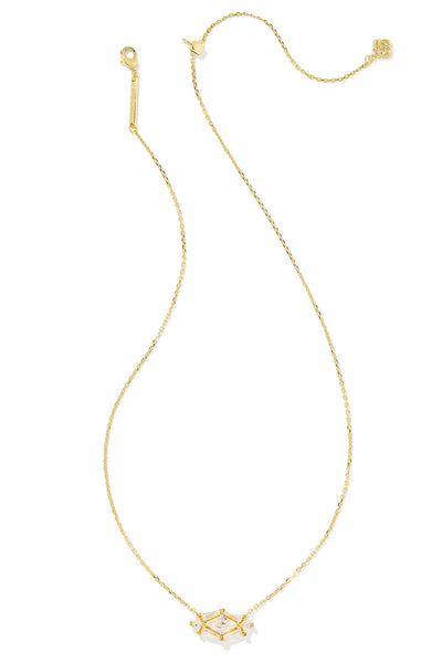 Lindy Rae Elisa Gold Short Pendant Necklace White Crystal