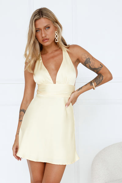 Silky Moment Satin Mini Dress Yellow