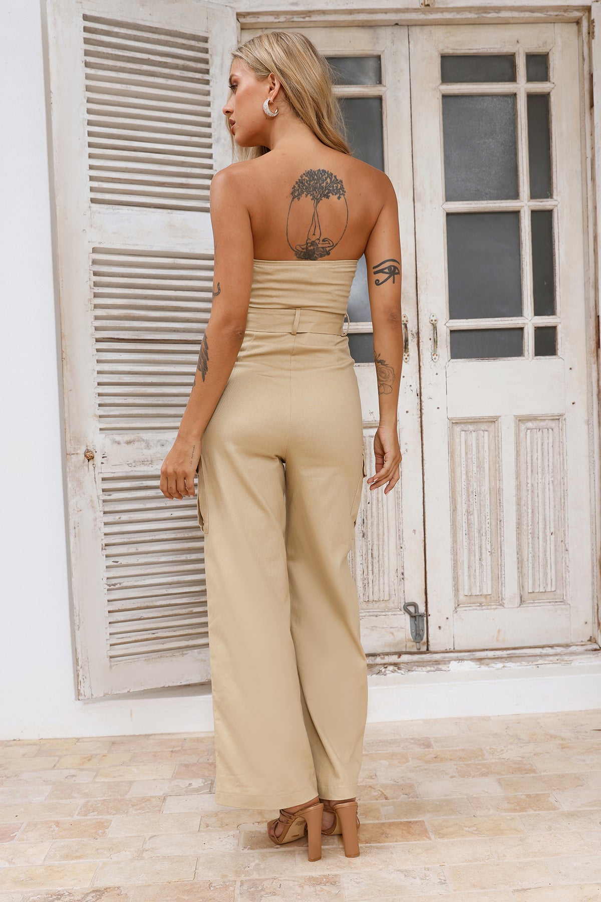 Trend Designer Strapless Jumpsuit Beige