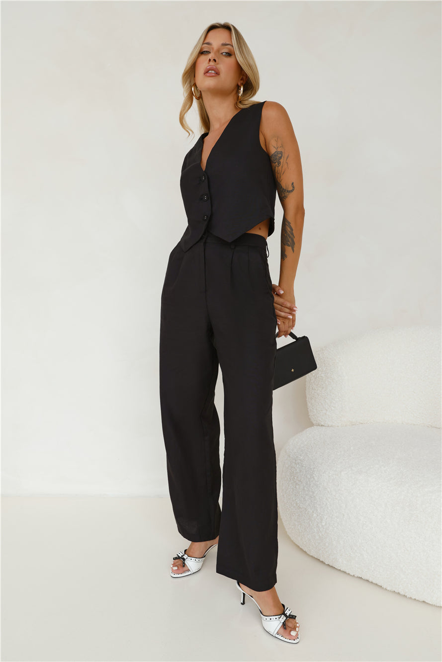 Warmest Island Linen Blend Vest Top Black