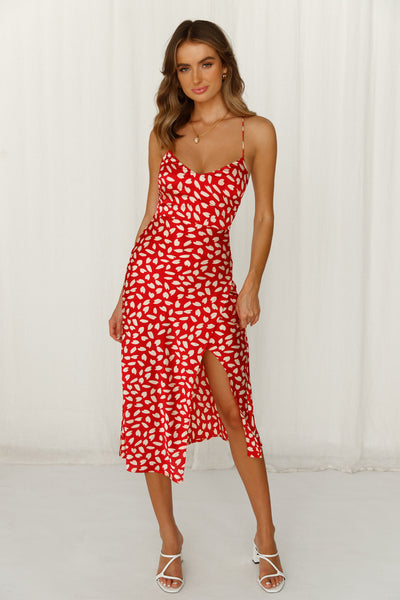 Happy Honeymoon Midi Dress Red