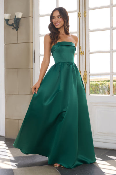 Elegance In Motion Strapless Maxi Dress Green