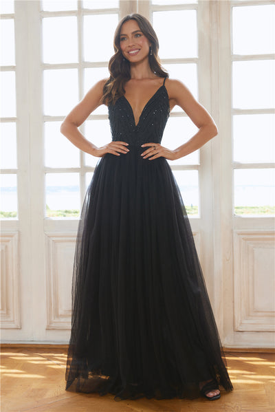 Glistening Moments Tulle Maxi Dress Black