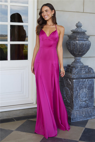 Monaco Mystique Halter Satin Maxi Dress Pink