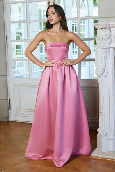 Elegance In Motion Strapless Maxi Dress Rose