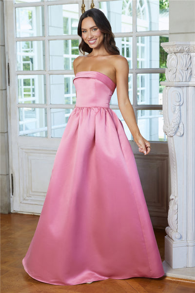 Elegance In Motion Strapless Maxi Dress Rose