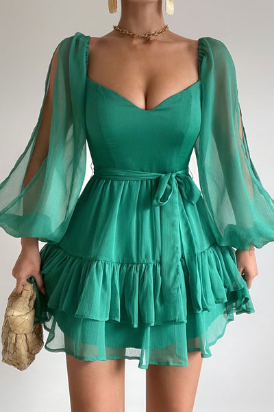 Daydream Fiesta Long Sleeve Mini Dress Emerald