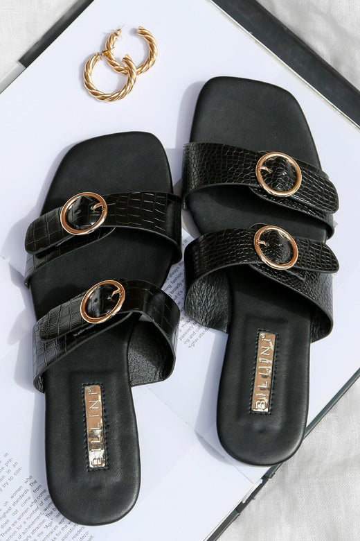 BILLINI Alaia Slides Black Croc | Hello Molly USA