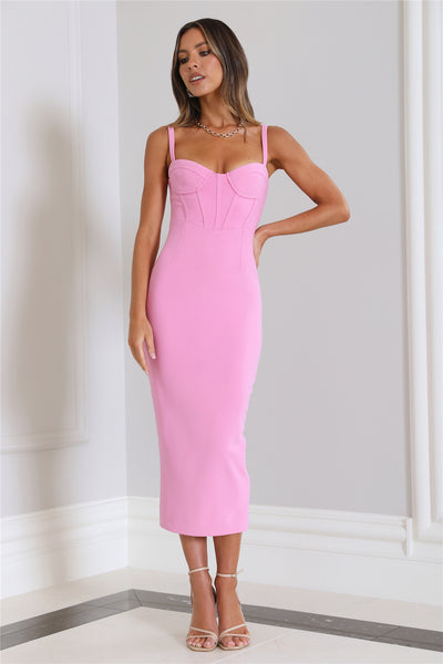 Time To Charm Midi Dress Pink