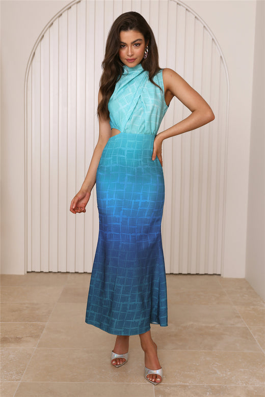 Under The Rain Midi Dress Blue