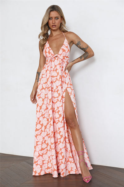 HELLO MOLLY Eternally Evergreen Maxi Dress Orange