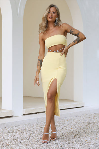 Diamanté Dreams Midi Dress Yellow