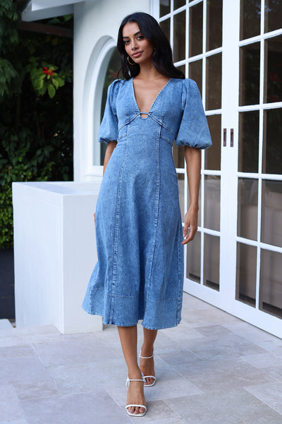 Travel Bites Midi Dress Denim