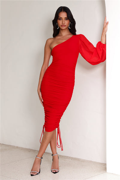 HELLO MOLLY Tango Time Midi Dress Red