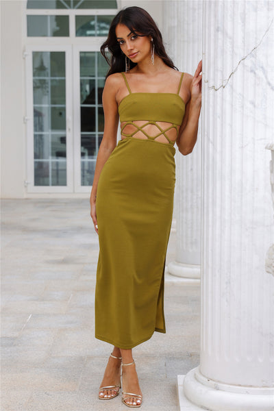 Highway Slide Midi Dress Green