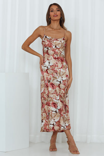 Dawn Talks Midi Dress Rose
