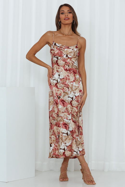 Dawn Talks Midi Dress Rose