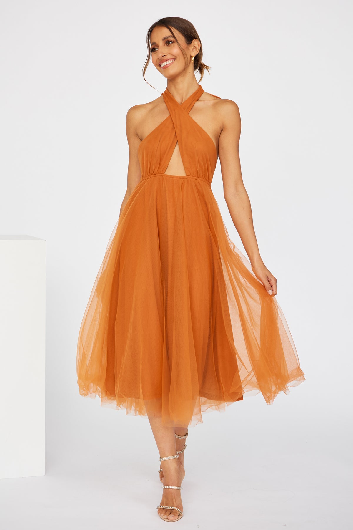 Little Tulle Much Midi Dress Orange