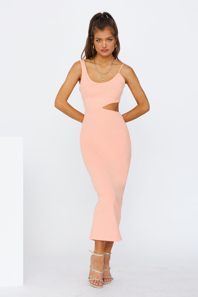 Sweet Lines Midi Dress Apricot